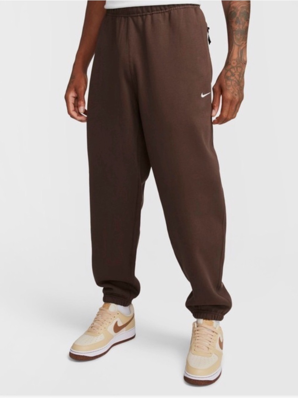 Nike Men’s Dark Brown Joggers with White Swoosh